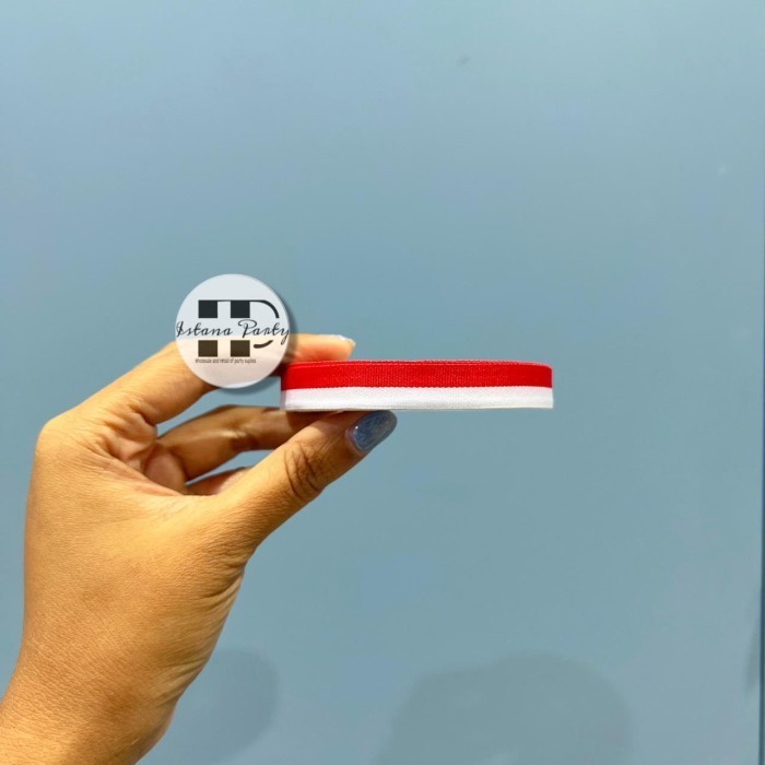 

( 1 pack isi 10 ) Pita Satin Merah Putih 0,5 Inch / Pita Merah Putih 1,27 Cm