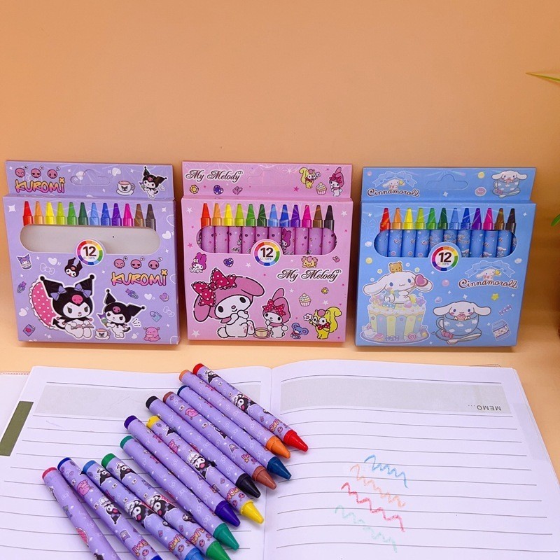 

[ CRATK ] KRAYON PASTEL OIL ISI 12 WARNA MOTIF KARTUN JEPANG KAWAII TERBARU DAN TERMURAH