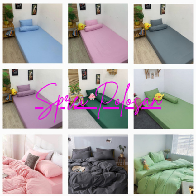 SPREI POLOS SATU SET SARUNG BANTAL & GULING