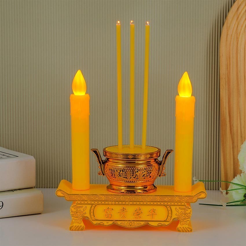 Lampu Dupa Hiolo Set Listrik Lampu Lilin Listrik Lampu Sembahyang Lampu Puja Lilin Listrik Dua Naga