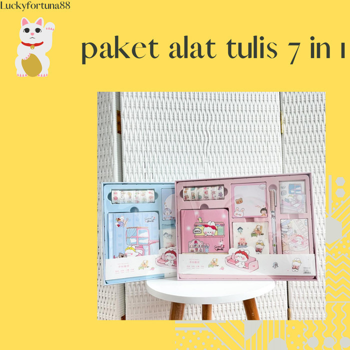 

TX paket alat tulis 7 in 1 perlengkapan alat tulis sekolah lengkap lucu
