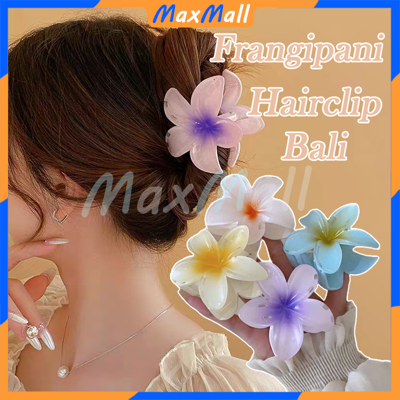 Jepit Rambut Bunga Bali Frangipani Hair Claw Ukuran Besar Hairclip Bunga Besar Jepit Rambut Plumeria
