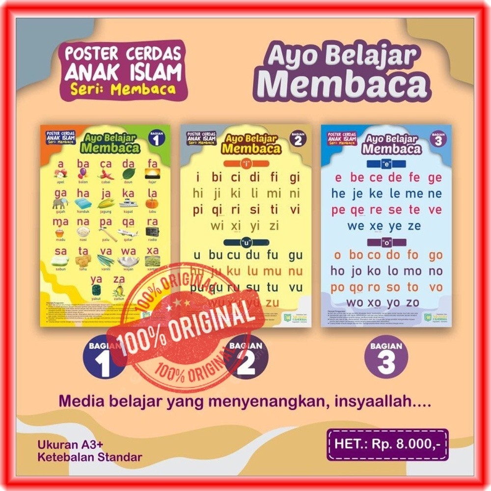 

Poster Ayo Membaca Belajar Baca TK RA Paud