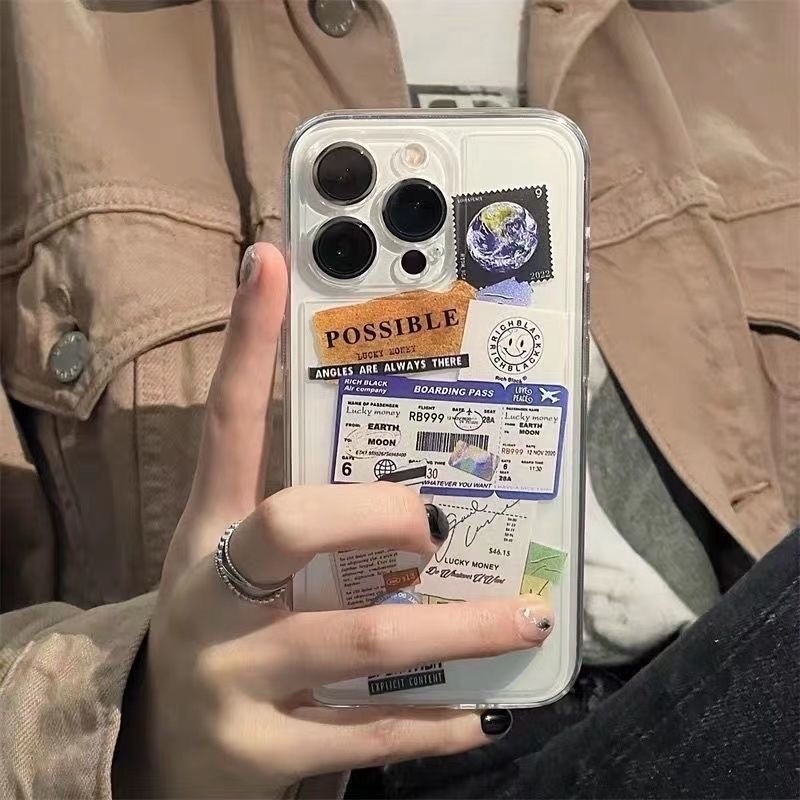 Tiket pesawat transparan soft case hp Iphone 17 Pro Max 17 Air 16E 16 PRO MaX 16 PLUS 15 PRO MaX 11 