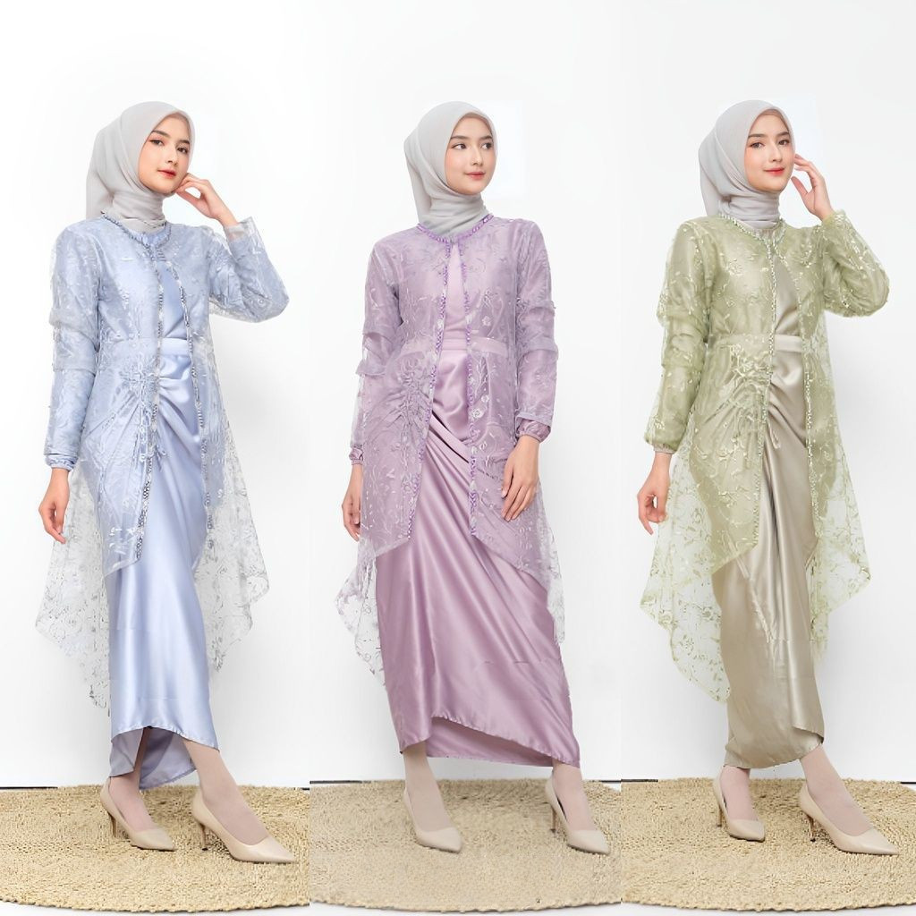Gamis Terbaru Aghnia Maxi Dress Brukat Gamis 3 Look Free Belt Kombinasi Tille Tutu Karet Pinggang Ga