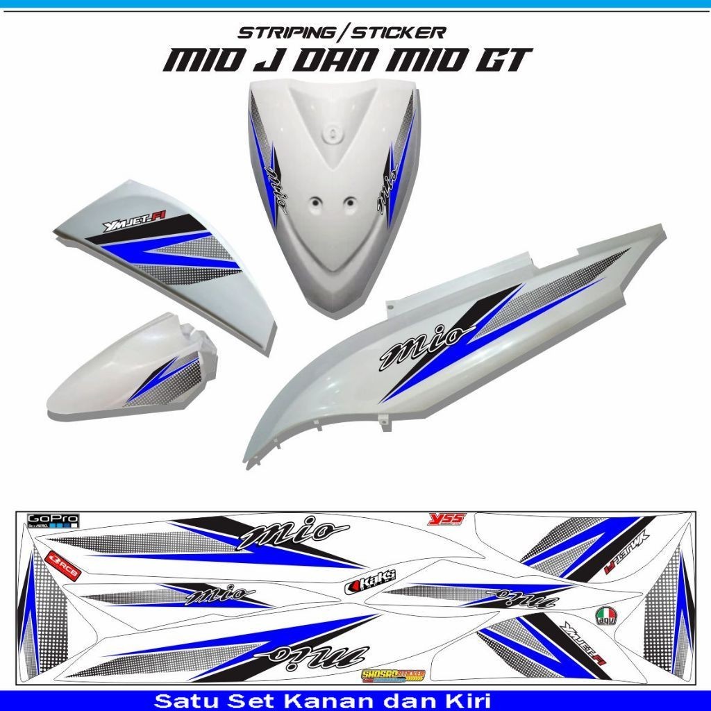 COD / STRIPING MIO GT / STIKER  MIO J VARIASI MOTIF BARU / STIKER MOTOR MIO J PUTIH