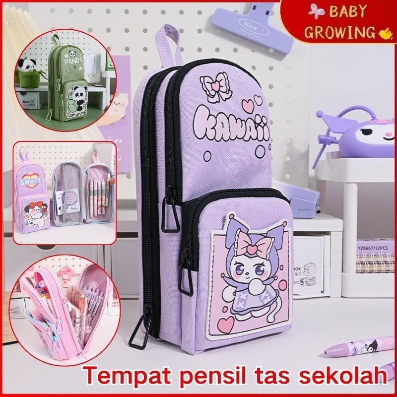 

Kotak pensil kreatif bentuk tas sekolah / kotak pensil multifungsi tahan air berkapasitas besar / cetakan kartun SANRIO dengan pegangan yang nyaman