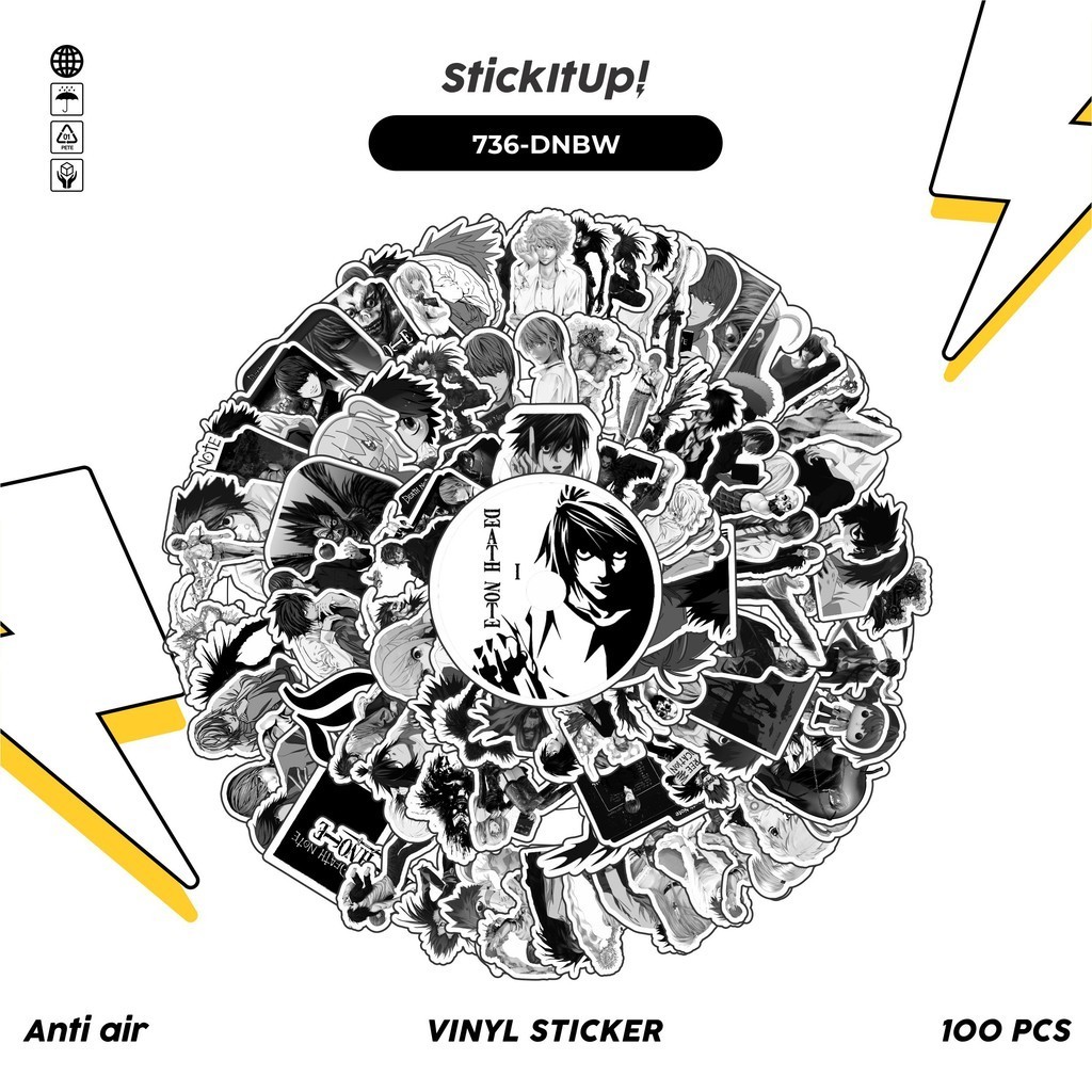 

COD✨ 100 Pcs Stiker Pack Black And White Death Note V1 Lucu Aesthetic Vynil Waterproof untuk Freebies Sticker Buku Journal Casing HP Laptop