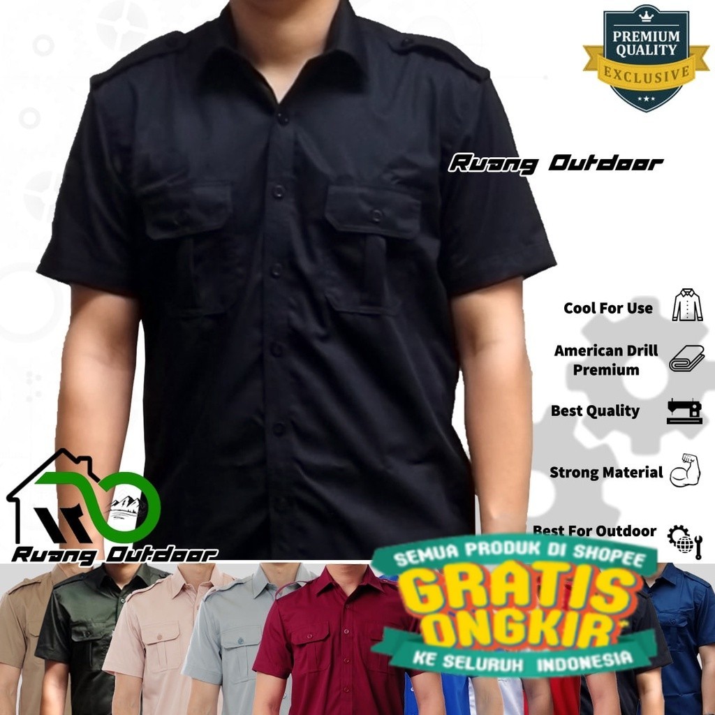 Baju Kemeja PDL PDH Lapangan Lengan Pendek - Pakaian Atasan Seragam Pria Wanita Premium Kerja Kantor