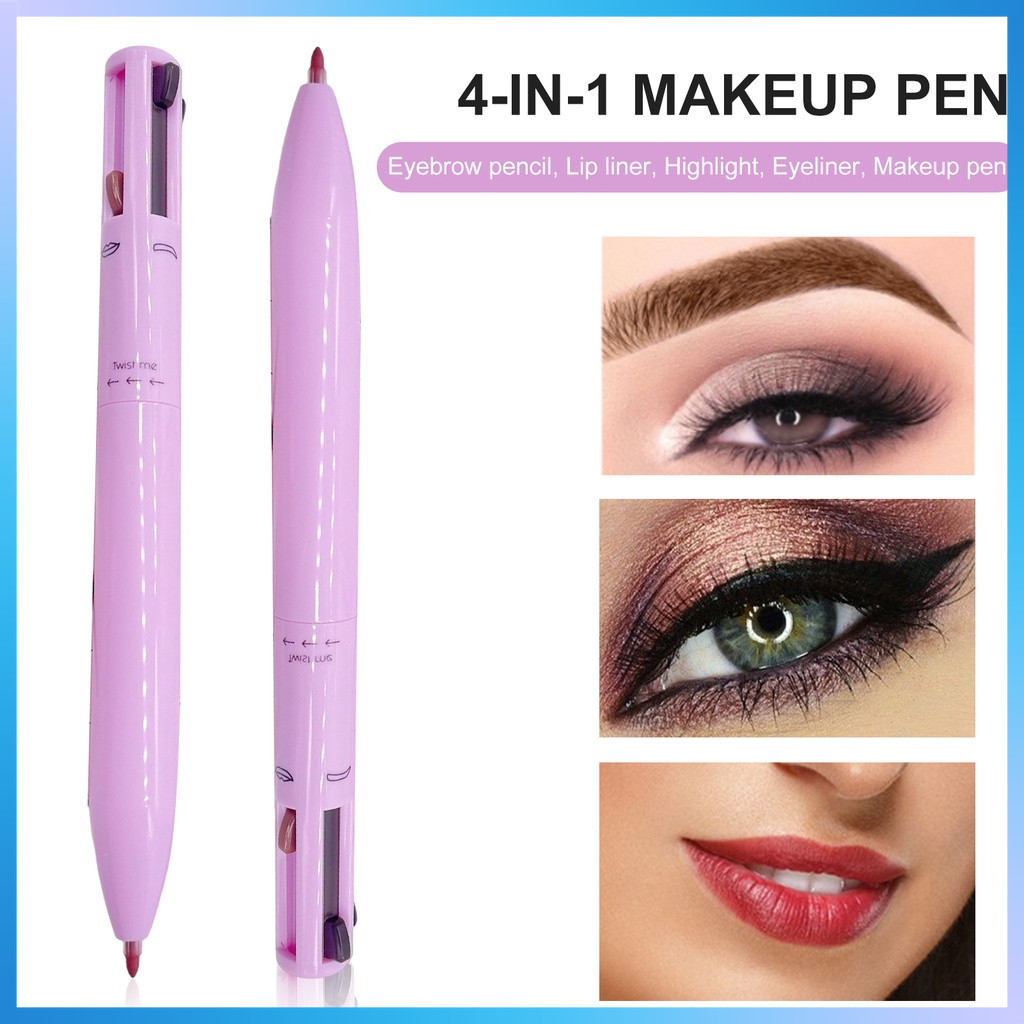 4-in-1 Makeup Pen Touch Up Pen Makeup Eyebrow Pencil Eyeliner Brow Liner Lip Liner & Highlighter Tah