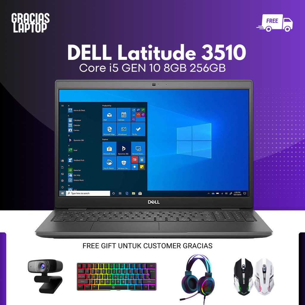 Laptop Murah DELL Latitude 3510 Core i5 GEN 10 8GB 256GB - Laptop Gaming/Laptop Kerja/Laptop Second