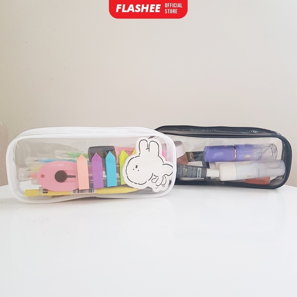 

Flashee Tempat Pensil Transparan Pouch Kosmetik Tas Multifungsi Travel Aesthetic