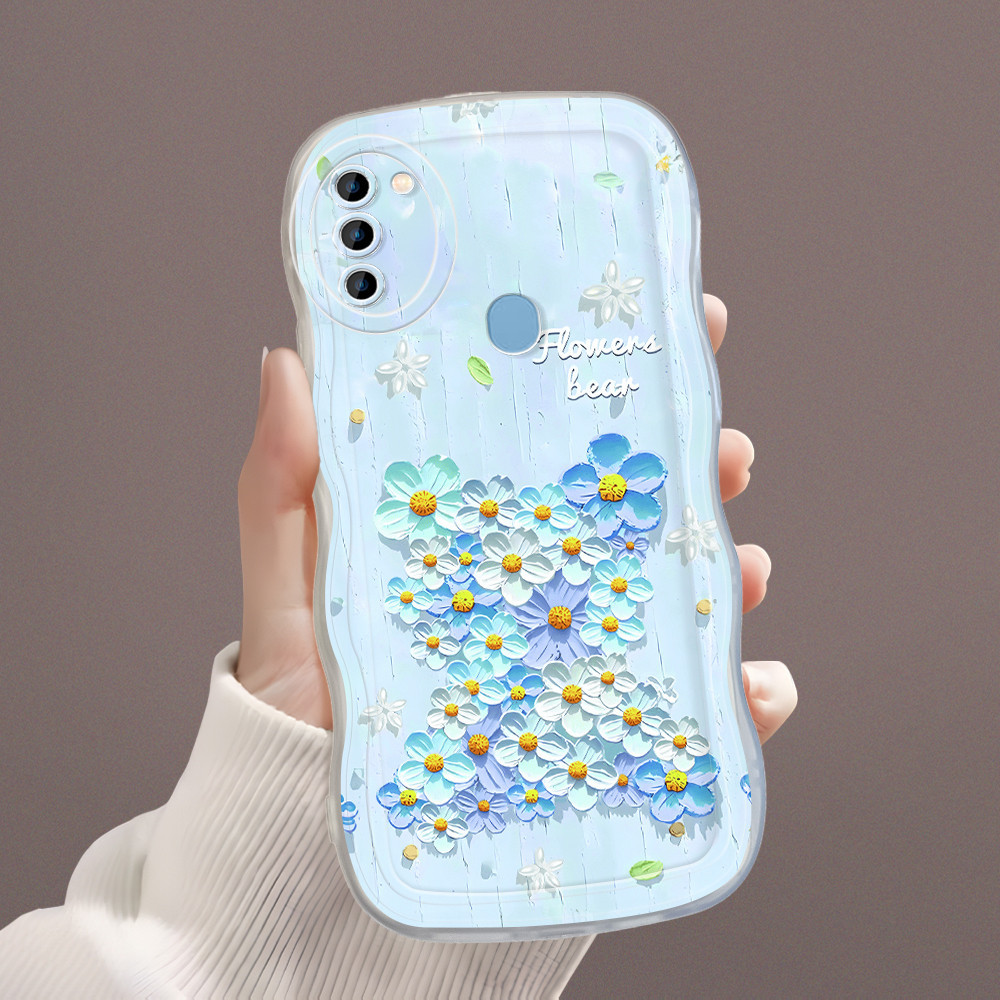 Casing Hp Untuk Compitable With Samsung A11 M11 Softcase Mode Phone Cover Flower Blue Cesing Big Wav