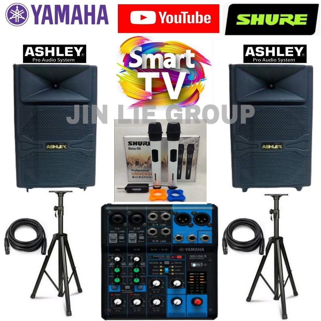 GROSIR PAKET SOUND SYSTEM 12 INCH ASHLEY MIXER YAMAHA 6 CHANNEL SHURE