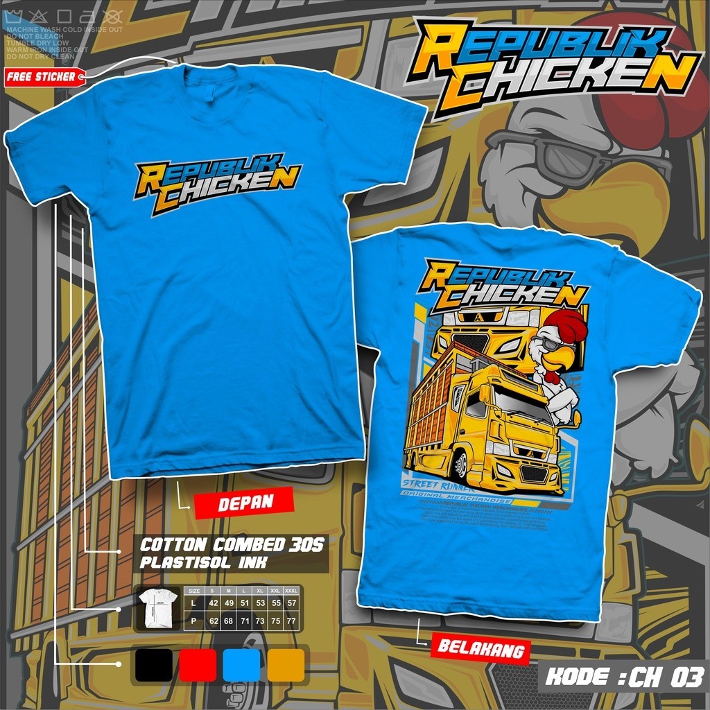 PROMO/KAOS TRUCK REPUBLIK CHICKEN PASUKAN PEMBURU WAKTU KAOS TRUK AYAM BALAP KAOS TRUK MANIA KAOS TR