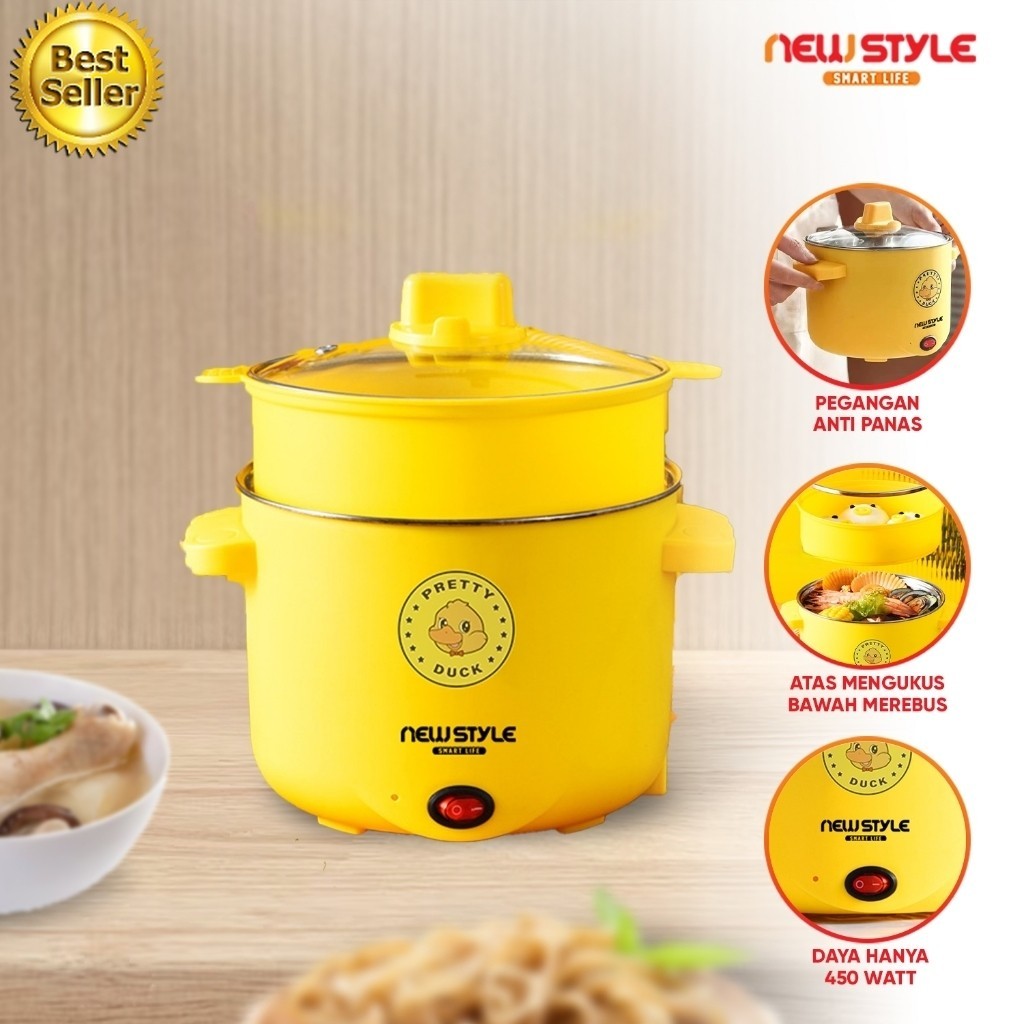 Newstyle Panci Listrik Serbaguna Y07 Elektrik Cooker Multifungsi Panci Kukus Elektrik