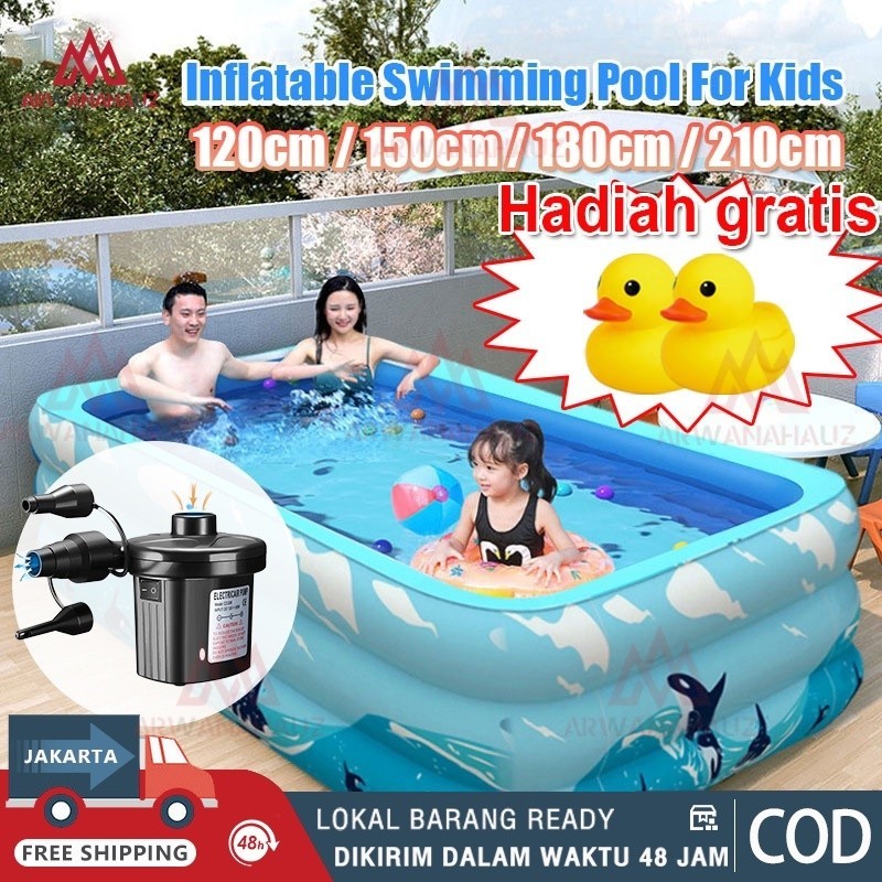 FREE POMPA Kolam Renang Anak Jumbo 3ring/Kolam Mandi Bola 300*180CM/Kolam Balon Anak PVC/Portable Ko