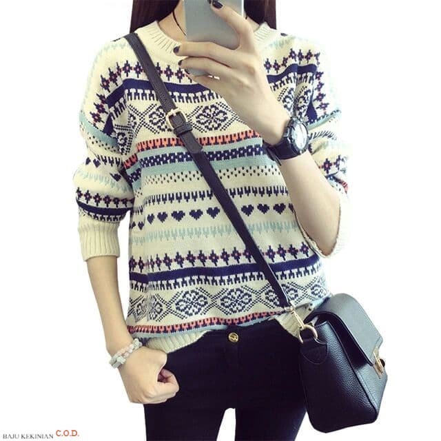 Baju sweater willy white RO pakaian Wanita sweater rajut putih Kekinian