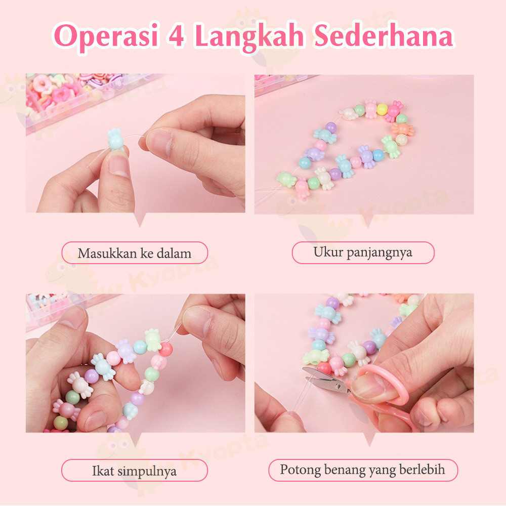 Kyopta Diy Manik Manik Gelang Set Kotak Dan Tali Mainan Edukasi Kreatifitas Anak Meroncegelang Manik