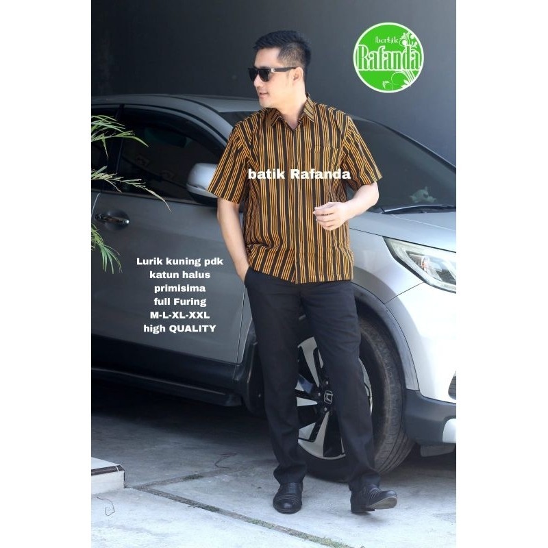 LURIK Lurik Kuning Baju Batik Pria Lengan Pendek