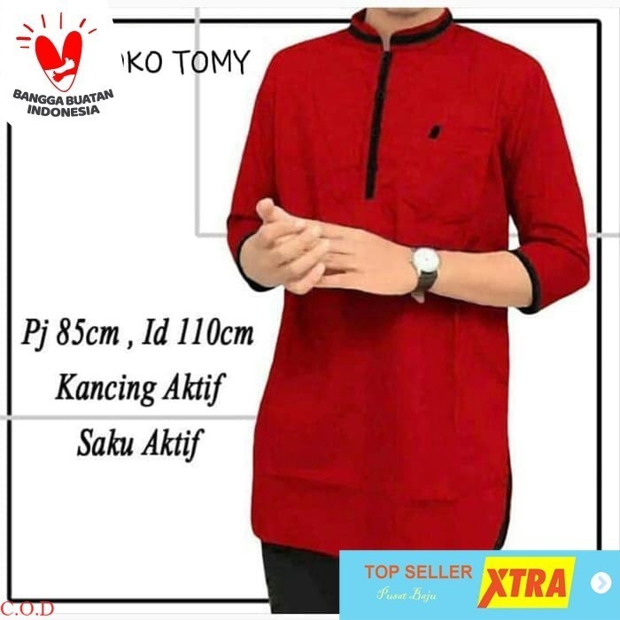 Pusat Baju KOKO TOMY MERAH BATA SC Koko Pria katun merah bata Supliyer Fashion