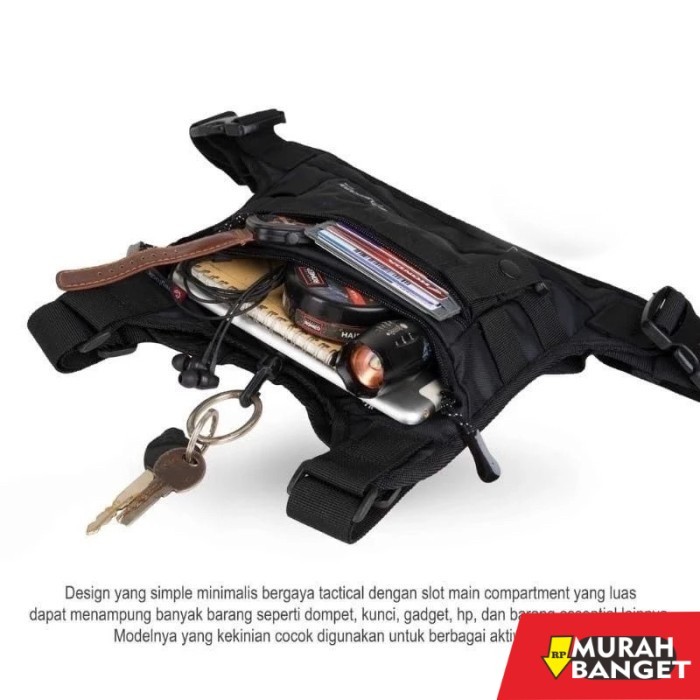 tas selempang pria kekinian Chest bag Tas Dada Pria Waterproof Tas Rompi Pelindung dada Polos Hitam 