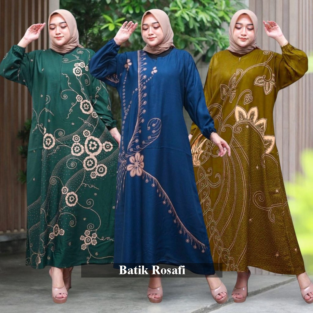 Batik Rosafi - Daster Dress Rayon Jumbo Rempel Busui Lengan Panjang Kekinian