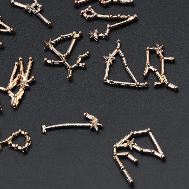 

12 Constellation Resin Metal Material Epoxy Mold Open Bezel Charm Jewelry Making R58E