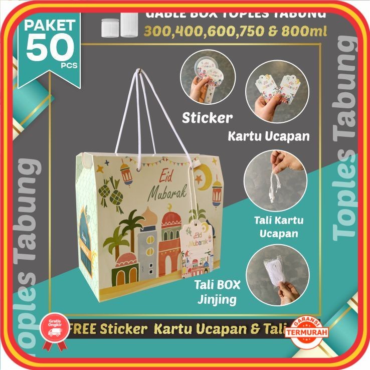 

Hampers Murah Anniversary Wedding Keren Unik Lucu / 50pcs Gable Box Lebaran Tali jinjing / Box Hampers Kue Kering Idul Fitri Toples Tabung/ WHITE PINK (Paket 50pcs)