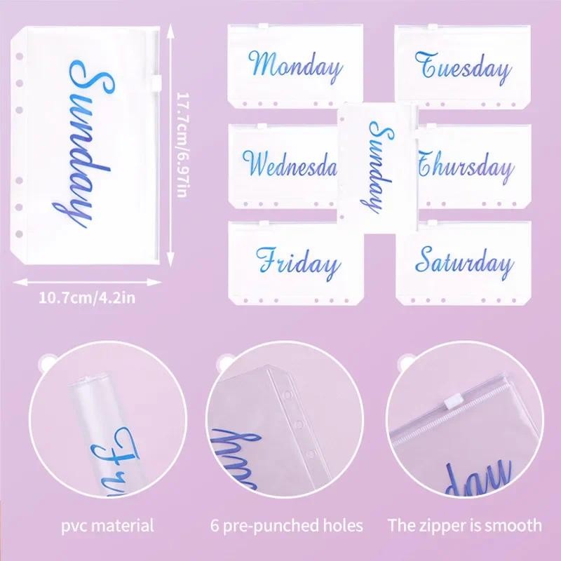 

A6 Laser Weekly Loose-leaf Storage Bag Classification Sticker PVC Storage Book Sticker Tape NoteBook Accessory Bag