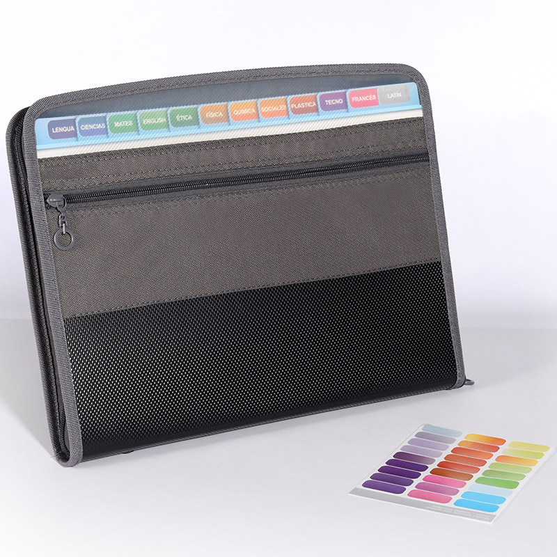 

Accordion File Organizer with Safe Zipper, 13 Pocket Expanding File Folder with Front Pencil Pouch, School Office Supplies