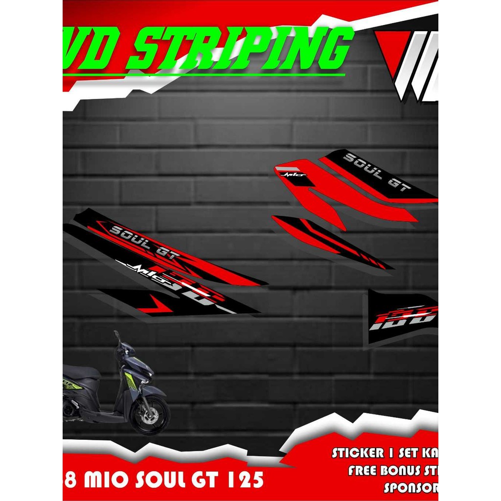 01968 Sticker striping sepeda motor yamaha mio soul gt 125 motif vietnam keren
