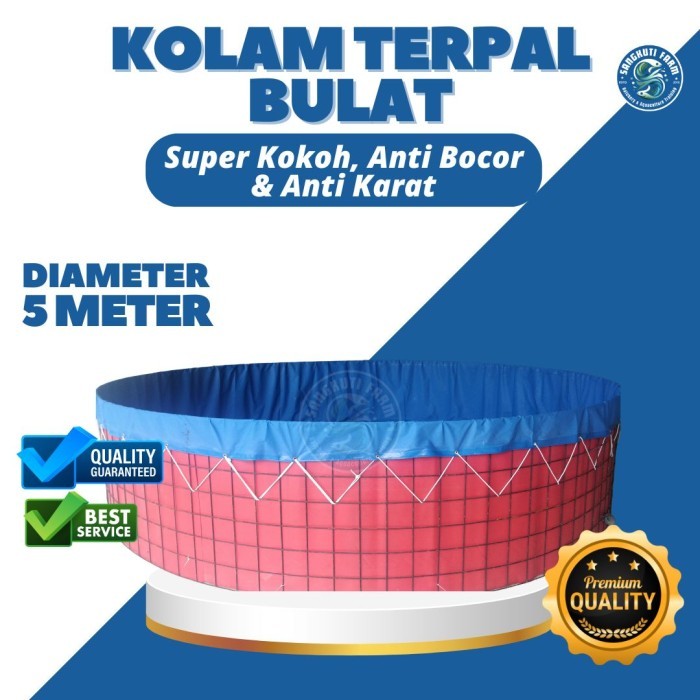 Kolam Terpal Bulat dengan Rangka Besi Diameter 5 meter– Super Kokoh & Anti Karat