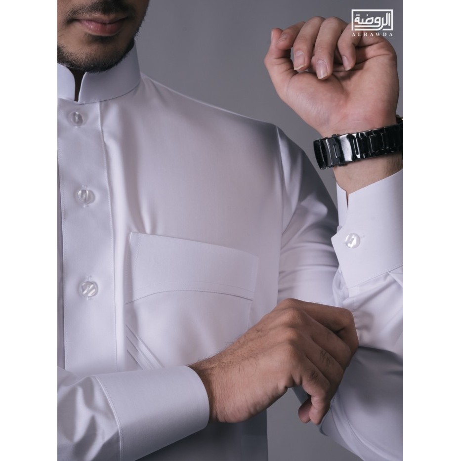 Al Rawda by Al Haramain Jubah / Gamis Pria Dewasa Slimfit Premium Series (1084) - Putih, 52 M