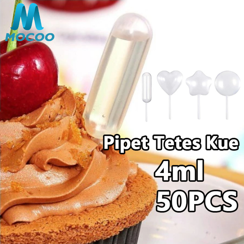 50 Pcs Pipet Tetes Kue Pipet Vla Puding Kue Plastik Tetes Infuser