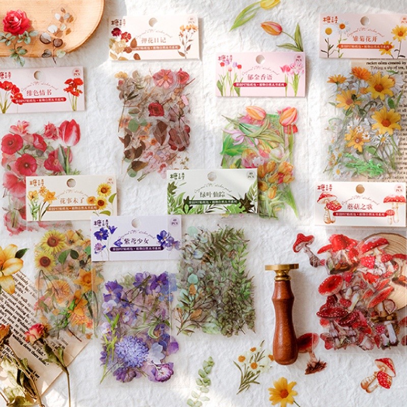 

40 Pcs PET Plant Waterproof Mobile Phone Cup Decoration Material