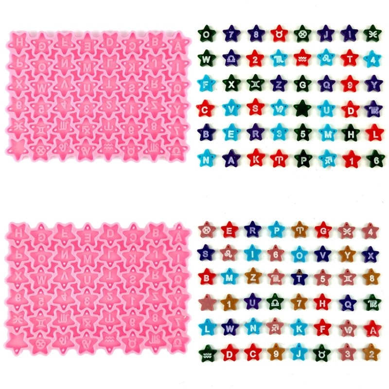

Mini Star Alphabet Silicone Mold Letter Number Mould DIY Keychain Earrings Pendant Epoxy Resin Jewelry Crafts Casting Findings
