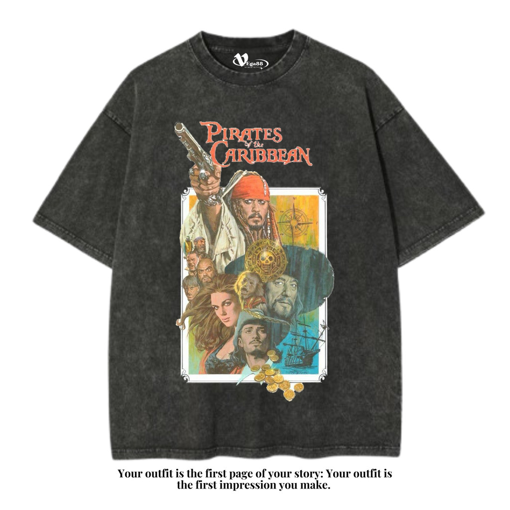 VEGA88 *pirates of the caribbean* Kaos oversize | t-shirt oversized | kaos washed | washing | vintag