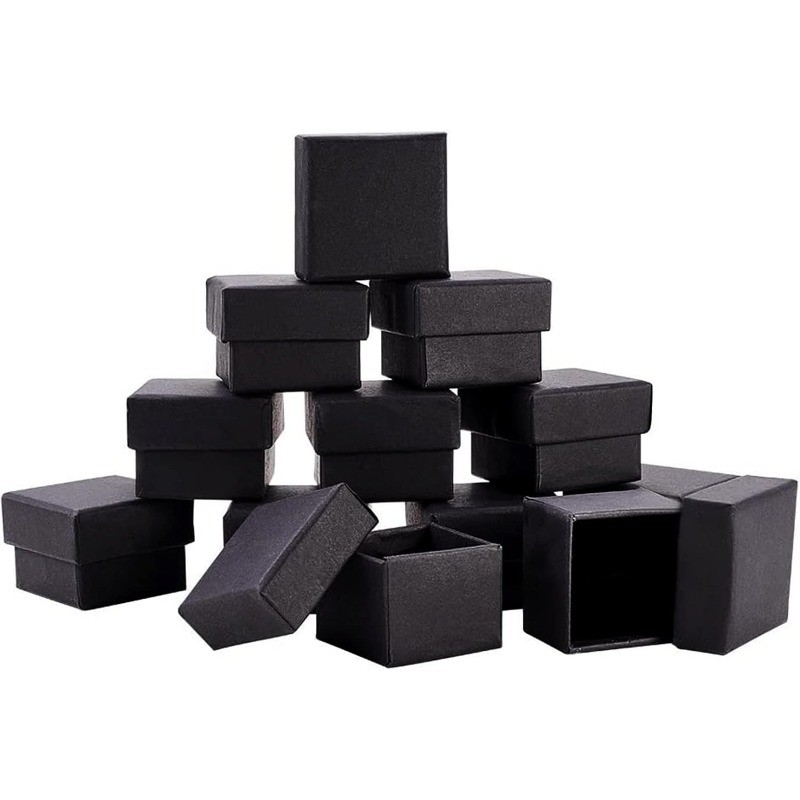 

24 Pack Jewelry Ring Boxes Kraft Square Cardboard Jewelry Boxes 1.7x1.7x1.18inch for Jewelry Wedding Party Valentine's Day