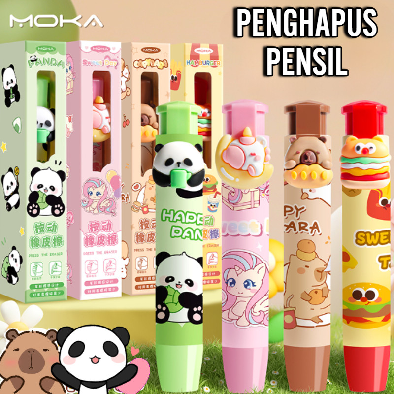 

-SS- PENGHAPUS MEKANIK / MECHANICAL PUSH ERASER MOTIF KARTUN LABUBU, PANDA CAPYBARA LUCU IMUT