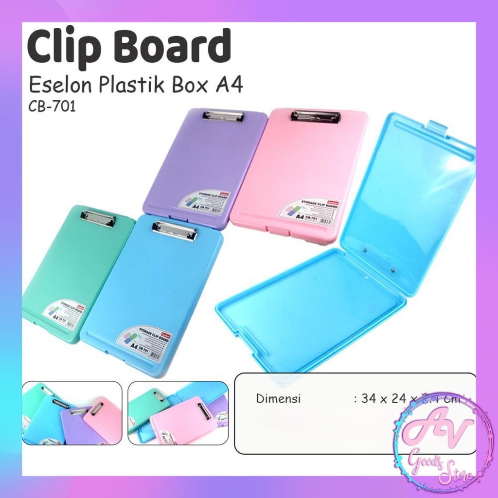

Clipboard Plastik BOX Pastel A4 / Clipboard Storage 2in1 / Papan Alas Ujian / Papan Dada