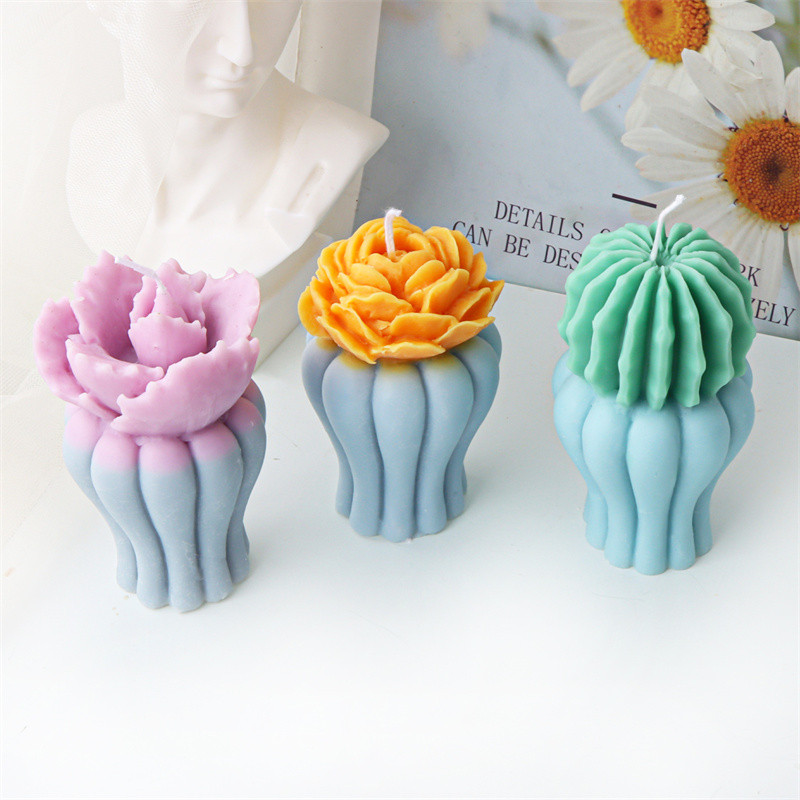 

3D Succulent Flower Plant Flower Vase Shaped Candle Silicone Molds DIY Scented Aromatherapys Making Mould Handmade Ornament Mold