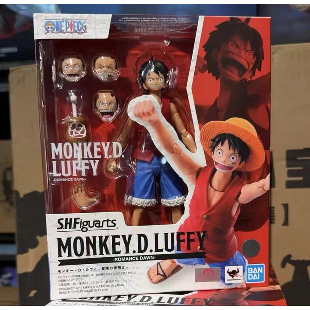 100% original bandai sh figuarts shf one piece monkey d luffy romance dawn action figures anime mode