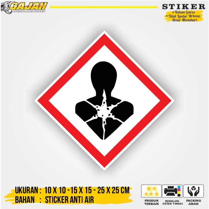 

Sticker Label Tanda Simbol Limbah B3 Stiker Bahan Berbahaya dan Beracun STIKER HAZMAT KARSINOGENIK
