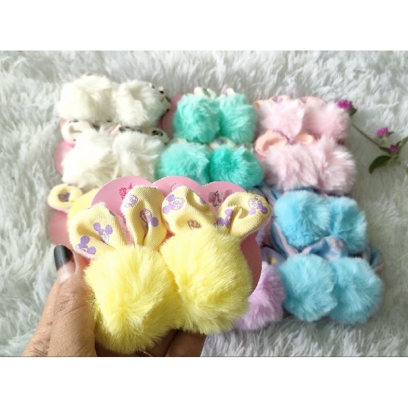 Jepit Ikat Rambut Pompom untuk anak dan dewasa JR-P03 Jepitan Pasangan Lucu Model Telingan Kelinci