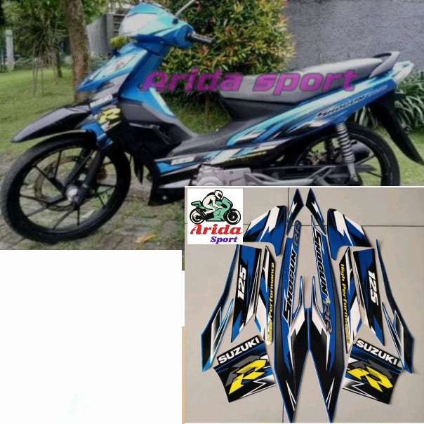 Striping Sticker suzuki shogun rr 125 2008 hitam biru list body shogun motif original