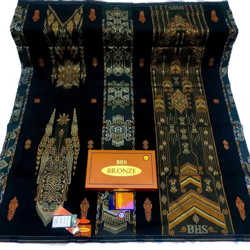 SARUNG BHS JACQUARD EXELENT BRONZE Full Songket Timbul Muslim Motif Silver Hitam Tenun Dewasa