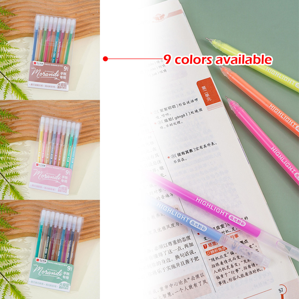 

9 warna pena gel warna marker pen 0.5mm marker pen Khusus untuk melukis, mencatat dan poin-poin penting colour pen