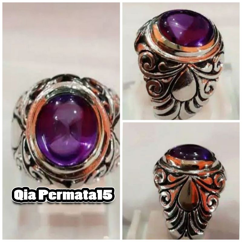 Batu cincin permata kecubung ungu
