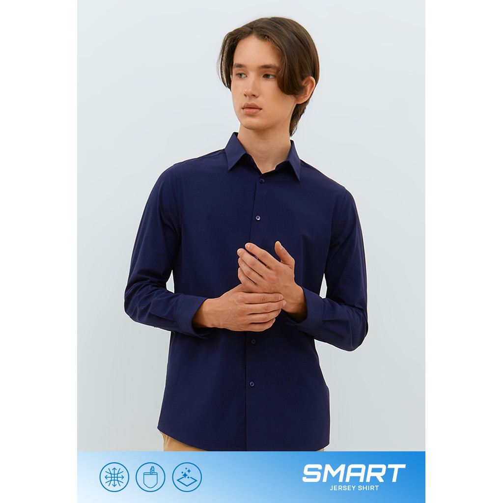 Jobb Beverly Kemeja Pria Lengan Panjang Slim Fit Navy